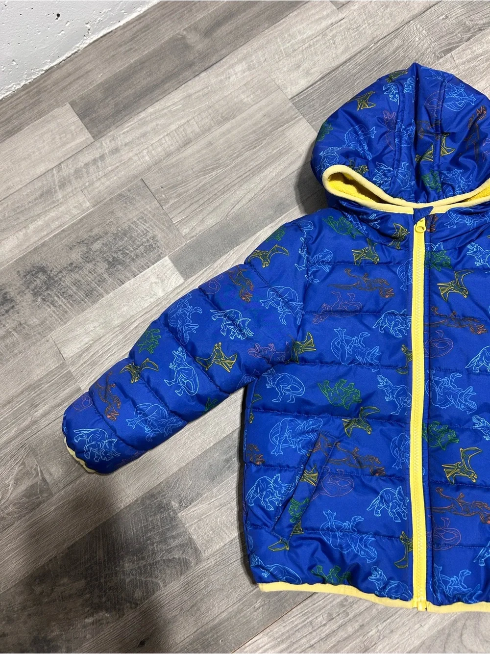 Jumping Beans Boys Blue Dinosaur Puffer Winter Jacket 5T